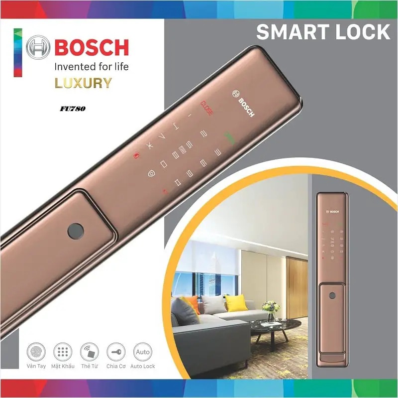 Khóa cửa điện tử Bosch FU780K màu đồng2