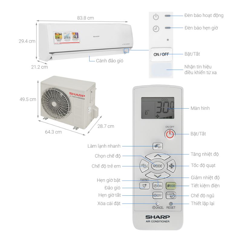 Máy lạnh Sharp Inverter 1 HP AH-X10ZEW0