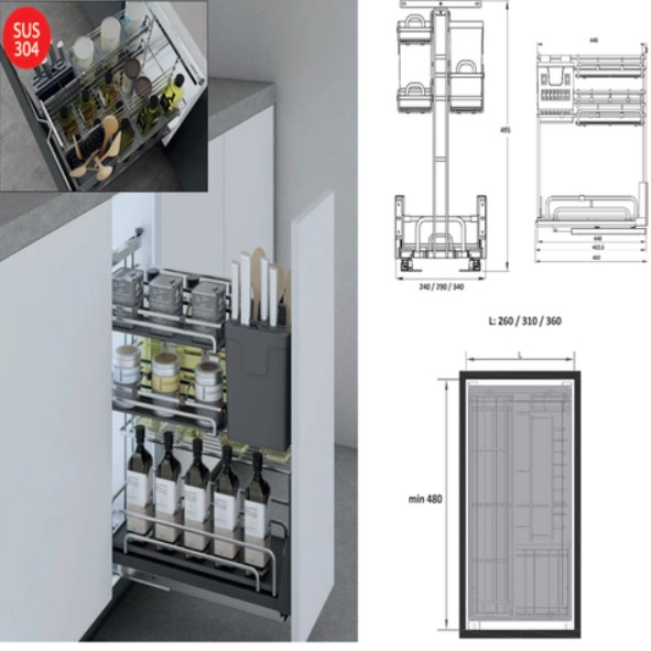 Giá để dao thớt đa năng nan oval (Quả Trám) EV5030