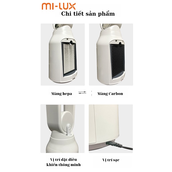 Quạt Không Cánh Xiaomi Mi-lux A4 Pro khử khuẩn ION âm2
