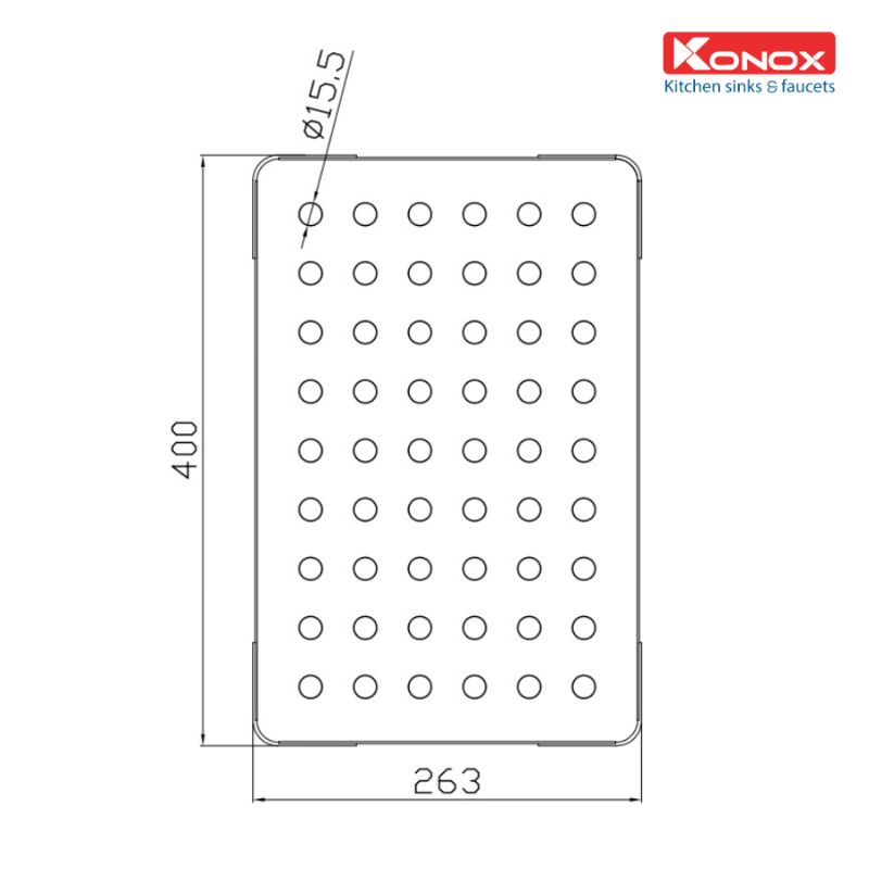 Thớt lỗ inox Konox Cutting Board CB040