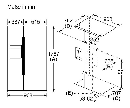 Thông số kỹ thuật của Tủ lạnh Side By Side Bosch KAD93AIEP