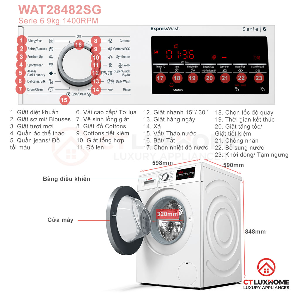 Máy giặt quần áo Bosch WAT28482SG0