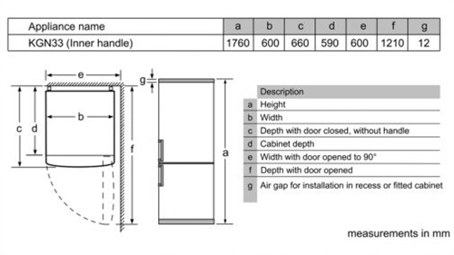 Thông số kỹ thuật của sản phẩm Tủ lạnh Bosch KGN33NLEAG