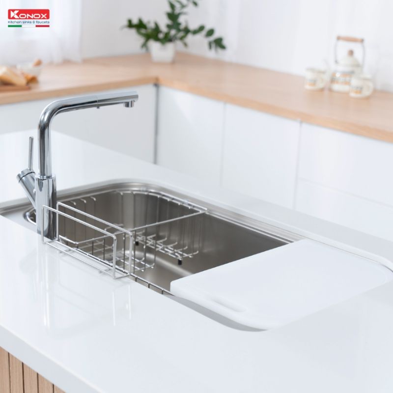 Hình ảnh 4 chậu rửa bát inox 1 hố Konox TARI 9051SR