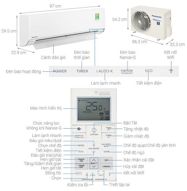 Điều hòa Panasonic Inverter 1.5 HP CU/CS-XU12ZKH-80