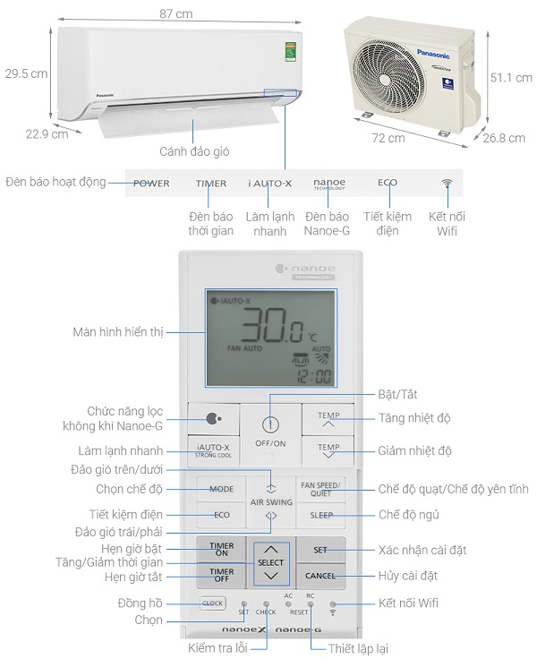 Điều hòa Panasonic Inverter 1 HP CU/CS-XU9ZKH-80