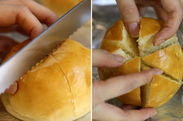 Cắt bánh mì thành 6 phần bằng nhau 