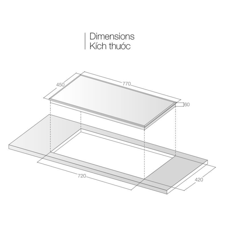 Bếp điện từ Lorca 3 vùng nấu LCE 306 lắp âm1