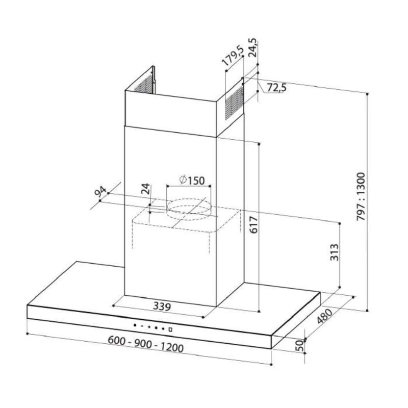 Máy hút mùi áp tường Upscale P5 WALL MOUNT0