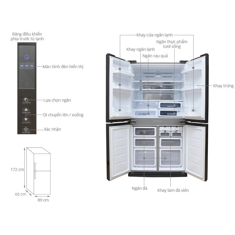 Tủ lạnh 4 cánh 556 lít Sharp SJ-FX630V-ST0