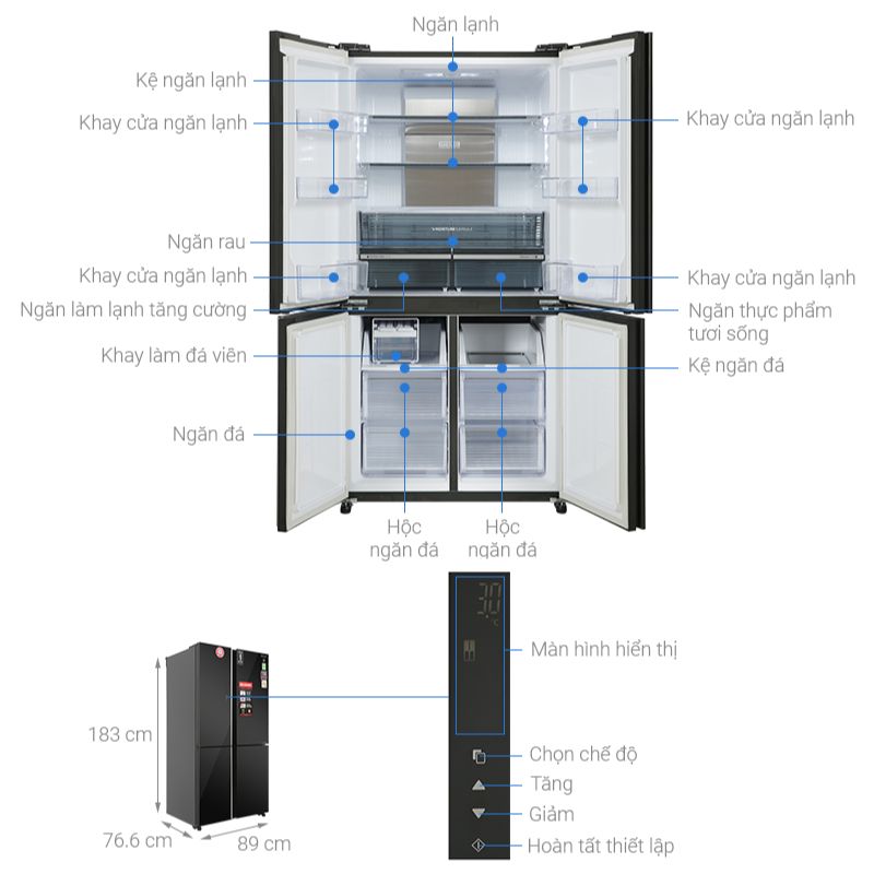 Tủ Lạnh 4 Cánh 572 Lít Sharp SJ-FXP640VG-BK1