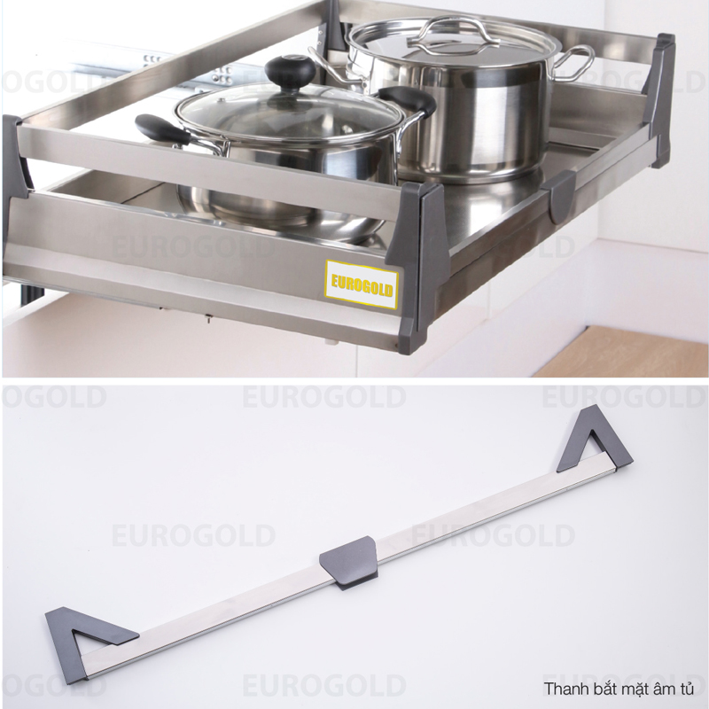 Giá xoong nồi, bát đĩa tủ dưới inox, 2 lớp đáy Eurogold EU131.600
