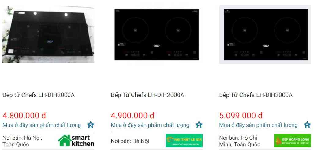 Giá bếp từ Chefs EH-DIH2000A trên websosanh