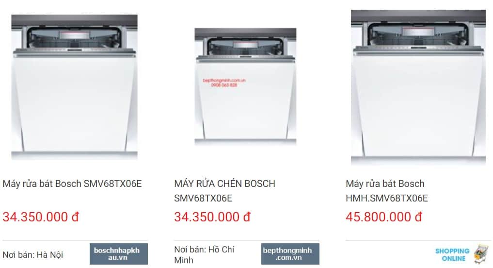 Giá máy rửa bát Bosch SMV68TX06E trên websosanh