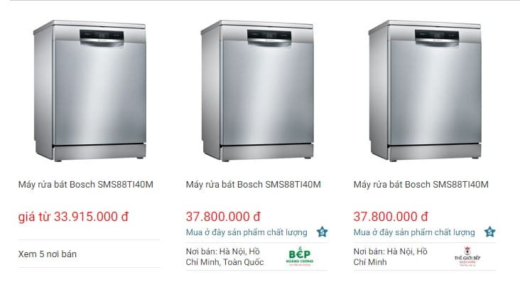 Giá bán của máy rửa bát Bosch SMS88TI40M