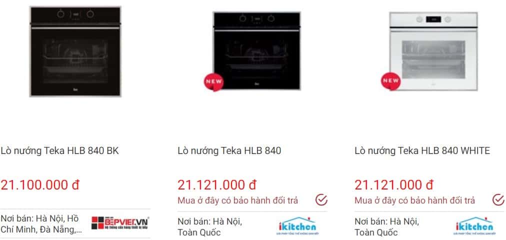 So sánh giá lò nướng Teka HLB 840 trên websosanh