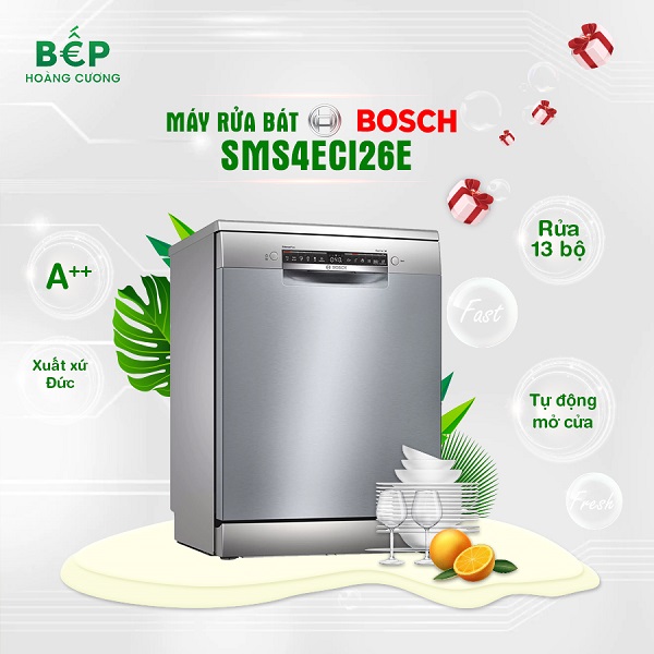Máy rửa bát Bosch SMS4ECI26E - Giảm 4.000.000 VNĐ - Rửa siêu sạch, Sấy siêu khô