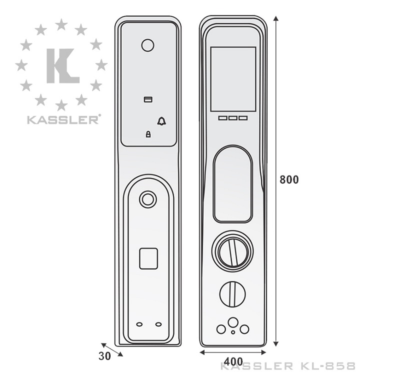 Khóa cửa điện từ thông minh Kassler KL – 858 / Khóa vân tay1