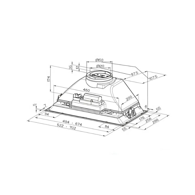 Máy hút mùi âm tủ Brandt BHG1522X0