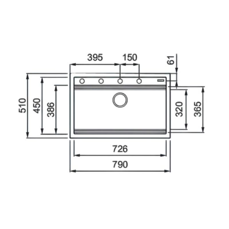 Chậu rửa bát đá 1 hố Konox Terra 790S Grey2