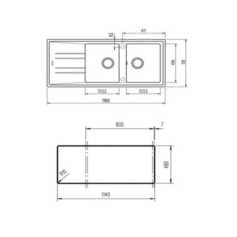 Chậu rửa bát đá 2 hố Teka MAESTRO STONE 80B-TG 2B 1D GREY 1154000081