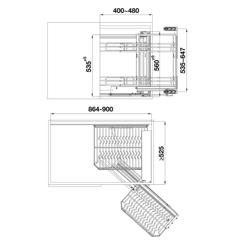 Giá góc liên hoàn inox304 mở phải Hafele Kason 548.21.0221