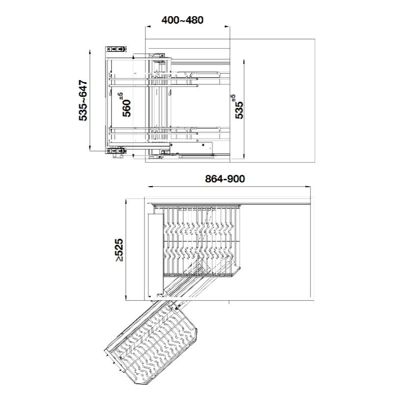 Giá góc liên hoàn inox304 mở trái Hafele Kason 548.21.0321