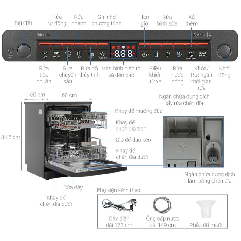 Máy rửa bát độc lập Bosch SMS4IKC62T Serie 40