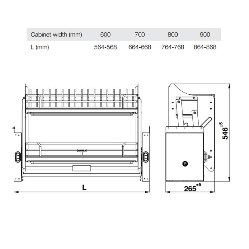 Giá bát nâng hạ Hafele Oria 504.71.075 900mm0