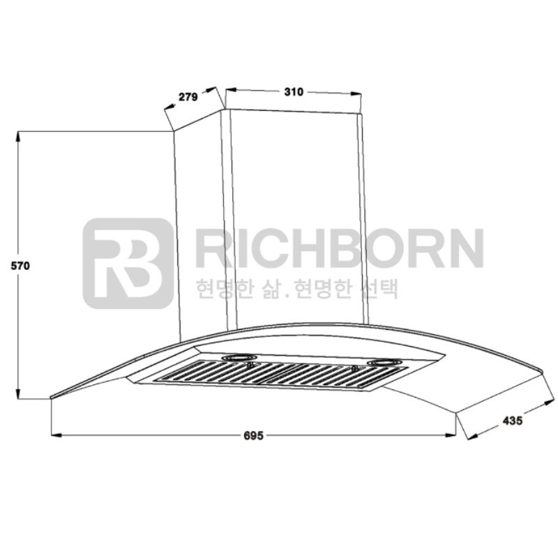 Máy hút mùi áp tường Richborn RHA70GFFB0